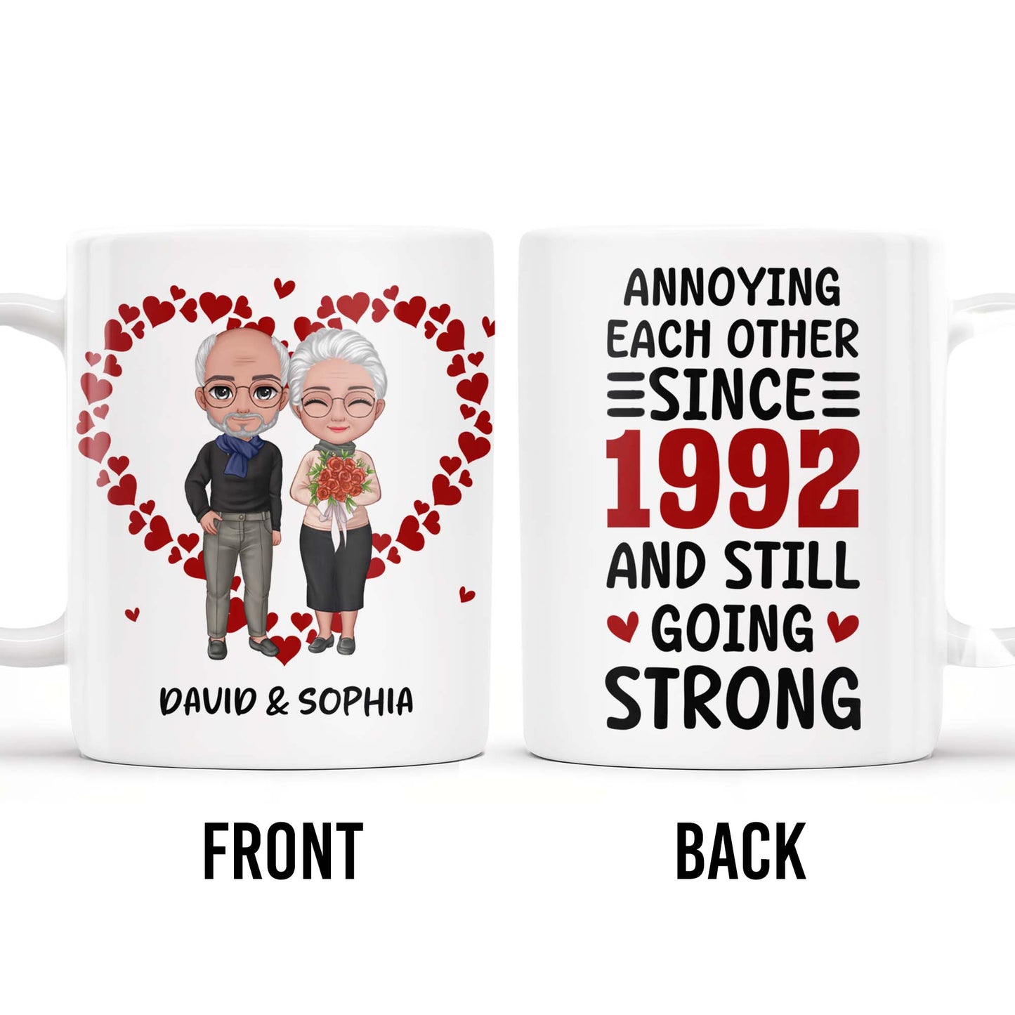 Annoying Each Other Since And Still Going Strong Hearts - Personalized Custom Coffee Mug - CPL240_MG