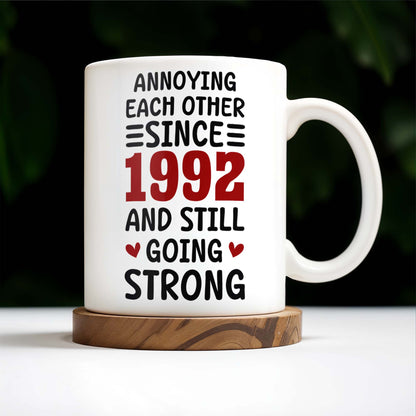 Annoying Each Other Since And Still Going Strong Hearts - Personalized Custom Coffee Mug - CPL240_MG
