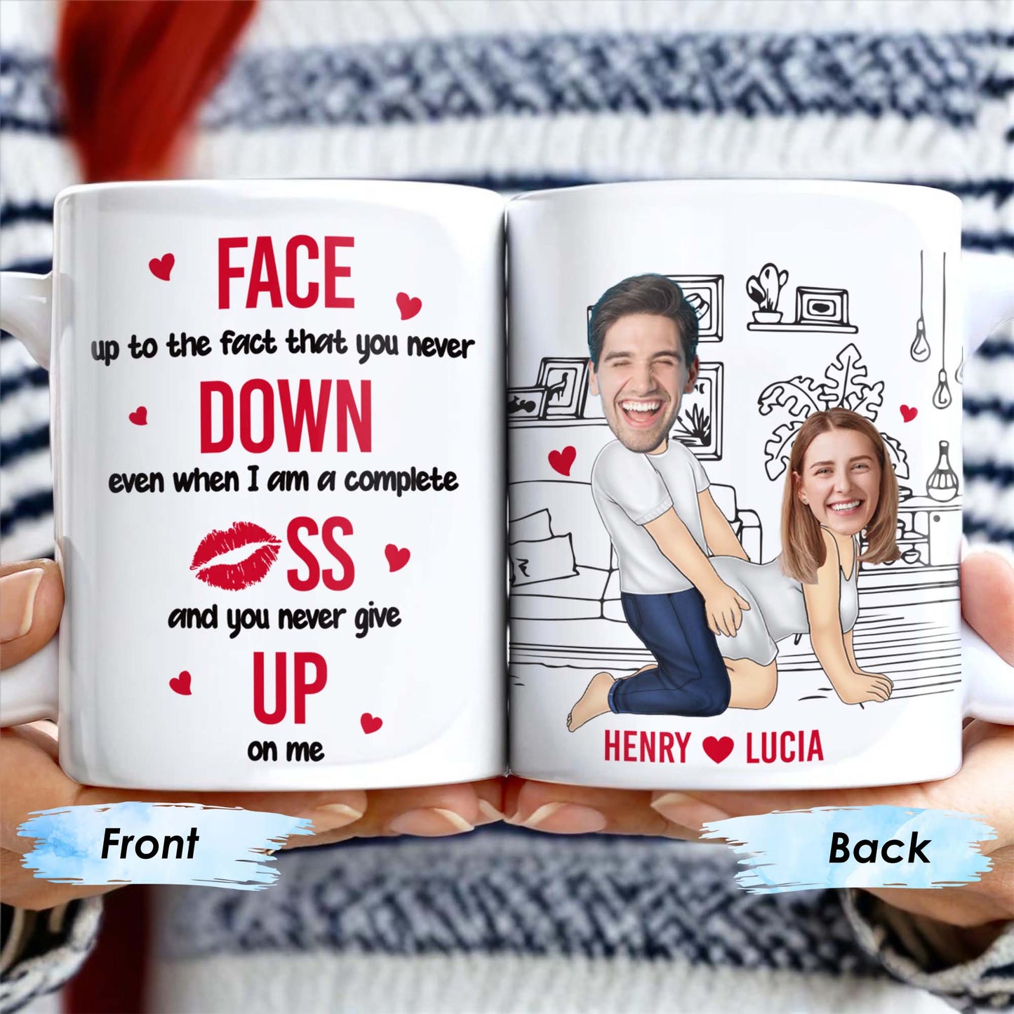 Never Let Me Down, Never Give Up On Me Couple Love - Personalized Custom Coffee Mug - CPL249_MG