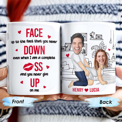 Never Let Me Down, Never Give Up On Me Couple Love - Personalized Custom Coffee Mug - CPL249_MG