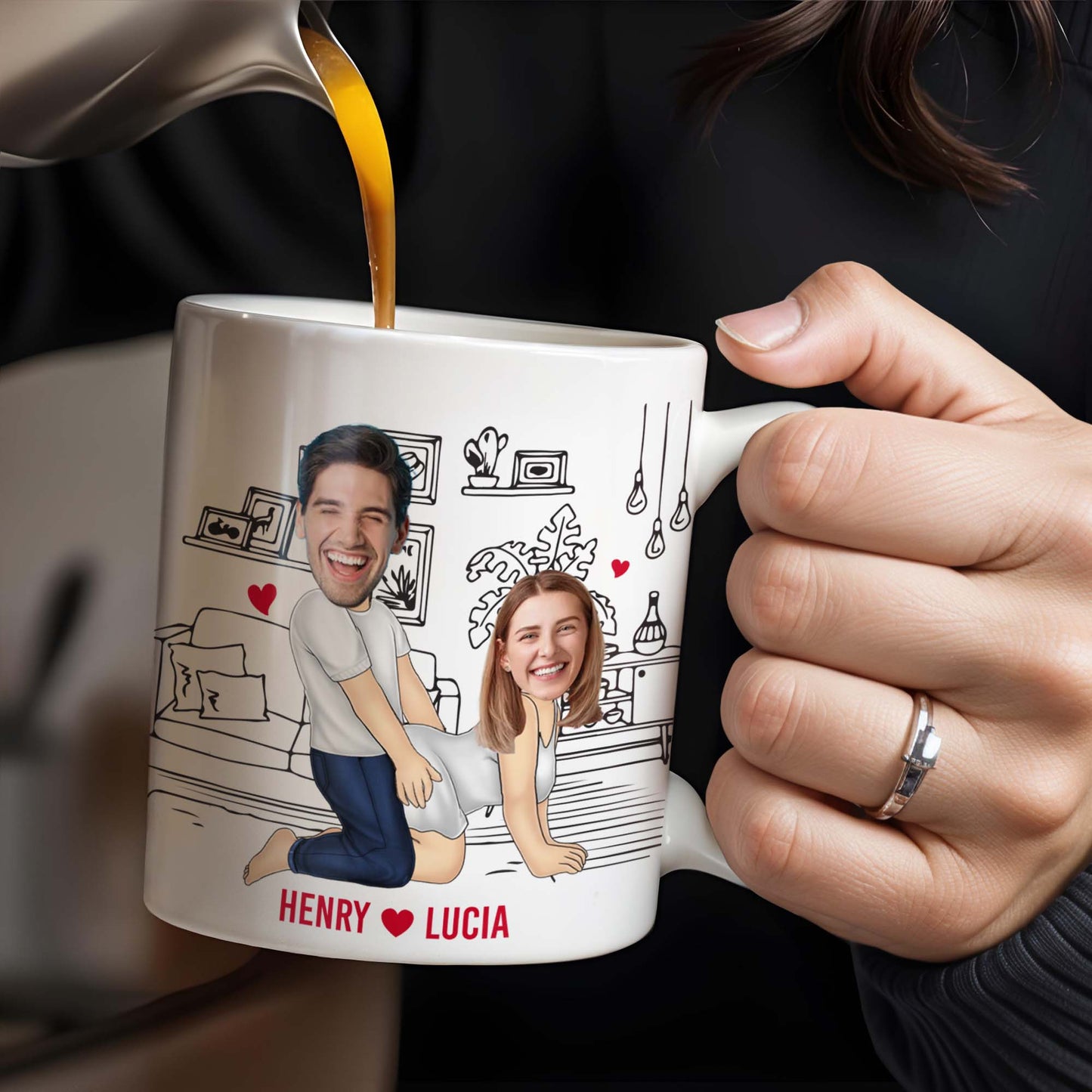 Never Let Me Down, Never Give Up On Me Couple Love - Personalized Custom Coffee Mug - CPL249_MG