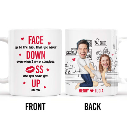 Never Let Me Down, Never Give Up On Me Couple Love - Personalized Custom Coffee Mug - CPL249_MG