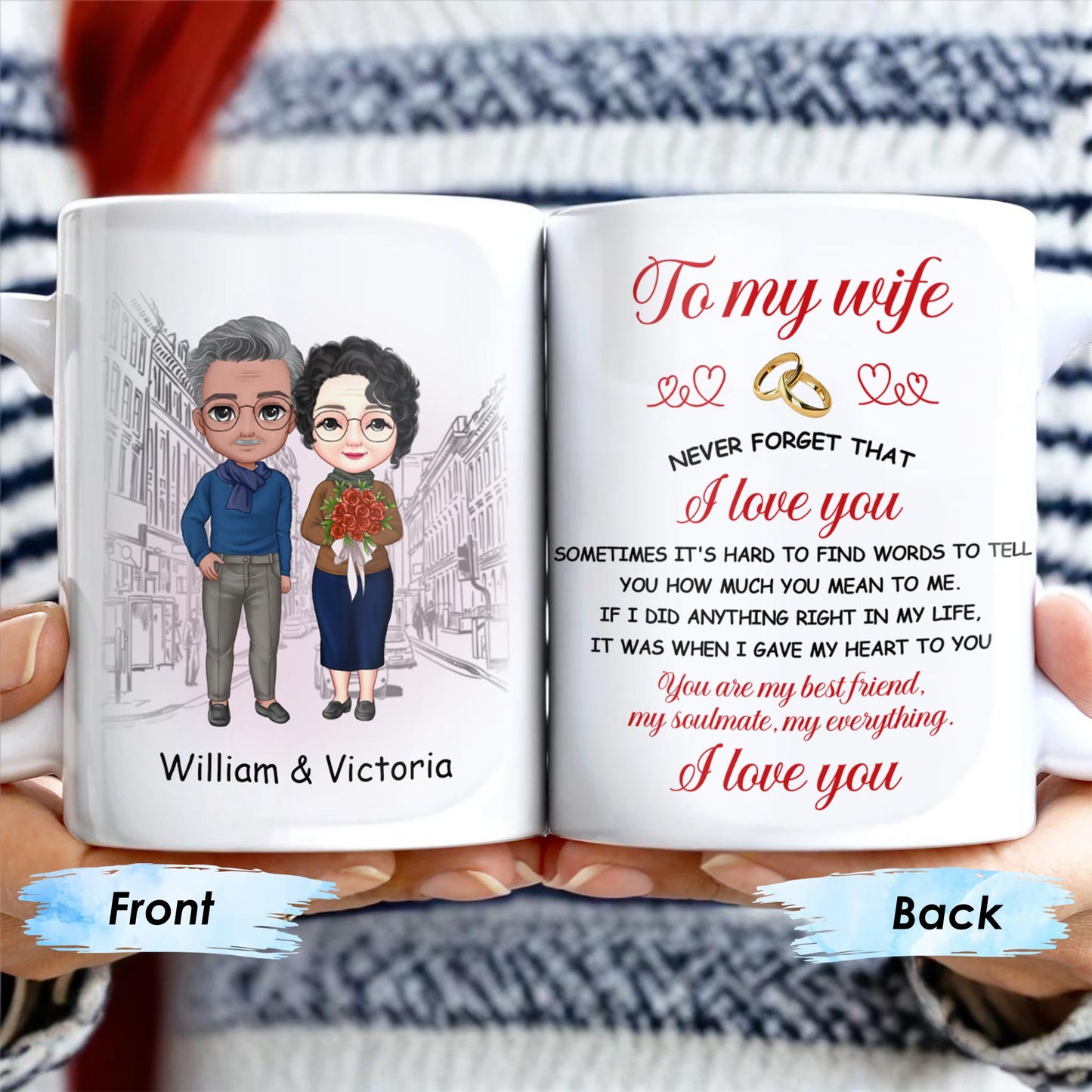 Never Forget That I Love You, Romantic Couple With Bouquet - Personalized Custom Coffee Mug - CPL258_MG
