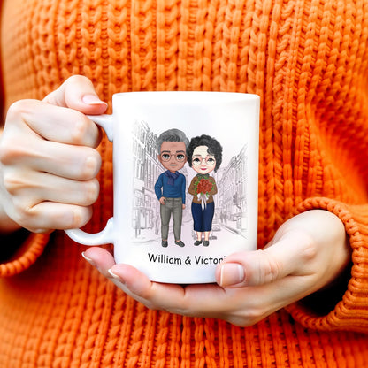 Never Forget That I Love You, Romantic Couple With Bouquet - Personalized Custom Coffee Mug - CPL258_MG