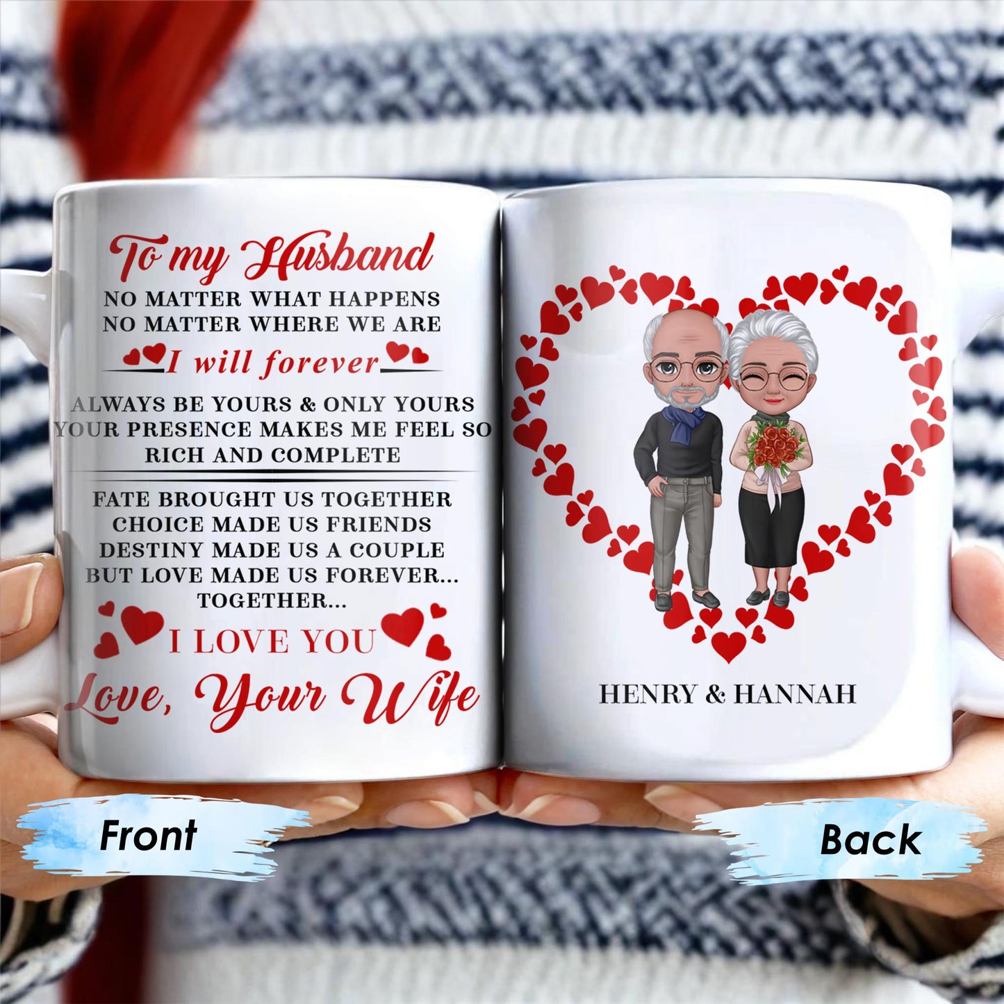 To My Husband Forever Love Message With Hearts And Couple - Personalized Custom Coffee Mug - CPL262_MG