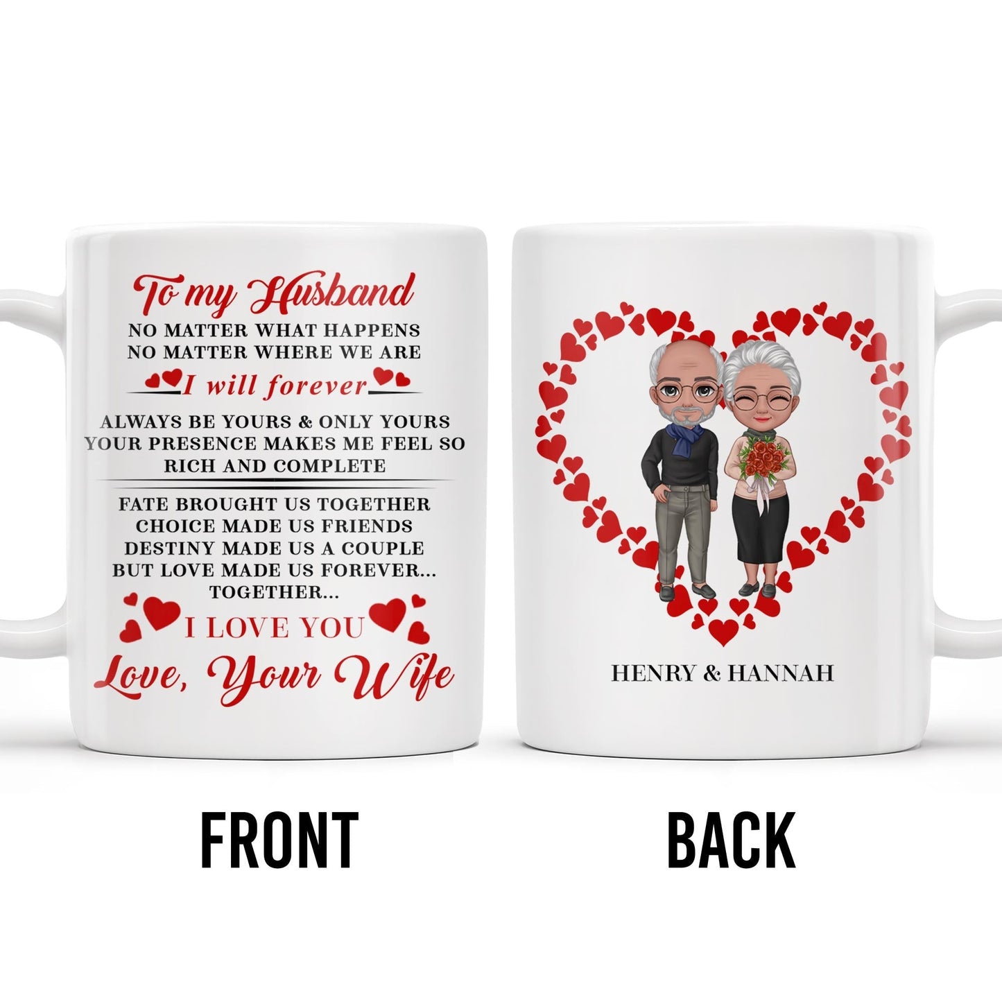 To My Husband Forever Love Message With Hearts And Couple - Personalized Custom Coffee Mug - CPL262_MG