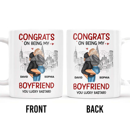Congrats On Being My Boyfriend City Skyline Mug - Personalized Custom Coffee Mug - CPL274_MG