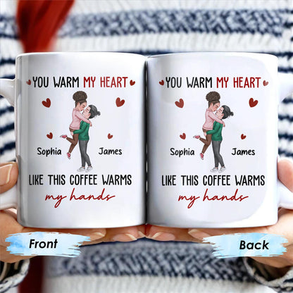 Warm My Heart Coffee Warms My Hands Mug - Personalized Custom Coffee Mug - CPL281_MG