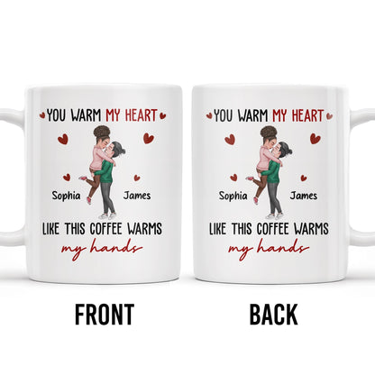 Warm My Heart Coffee Warms My Hands Mug - Personalized Custom Coffee Mug - CPL281_MG
