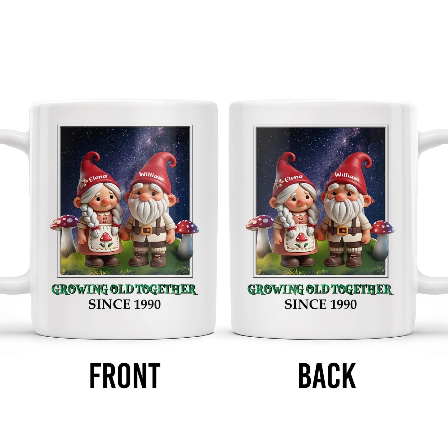 Gnome Couple Growing Old Together Personalized Mug - Personalized Custom Coffee Mug - CPL287_MG