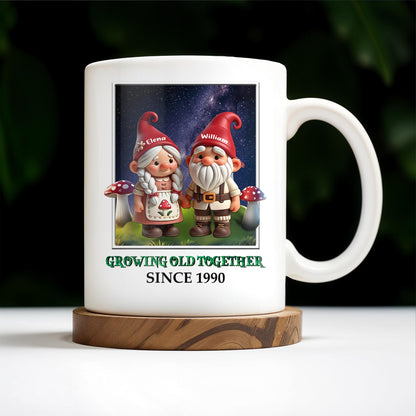 Gnome Couple Growing Old Together Personalized Mug - Personalized Custom Coffee Mug - CPL287_MG