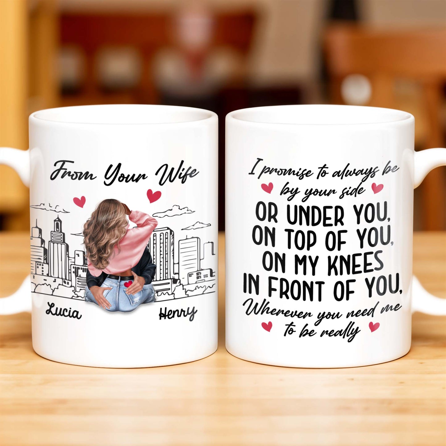 Romantic Commitment Message With Couple And Cityscape - Personalized Custom Coffee Mug - CPL293_MG