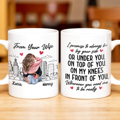 Romantic Commitment Message With Couple And Cityscape - Personalized Custom Coffee Mug - CPL293_MG