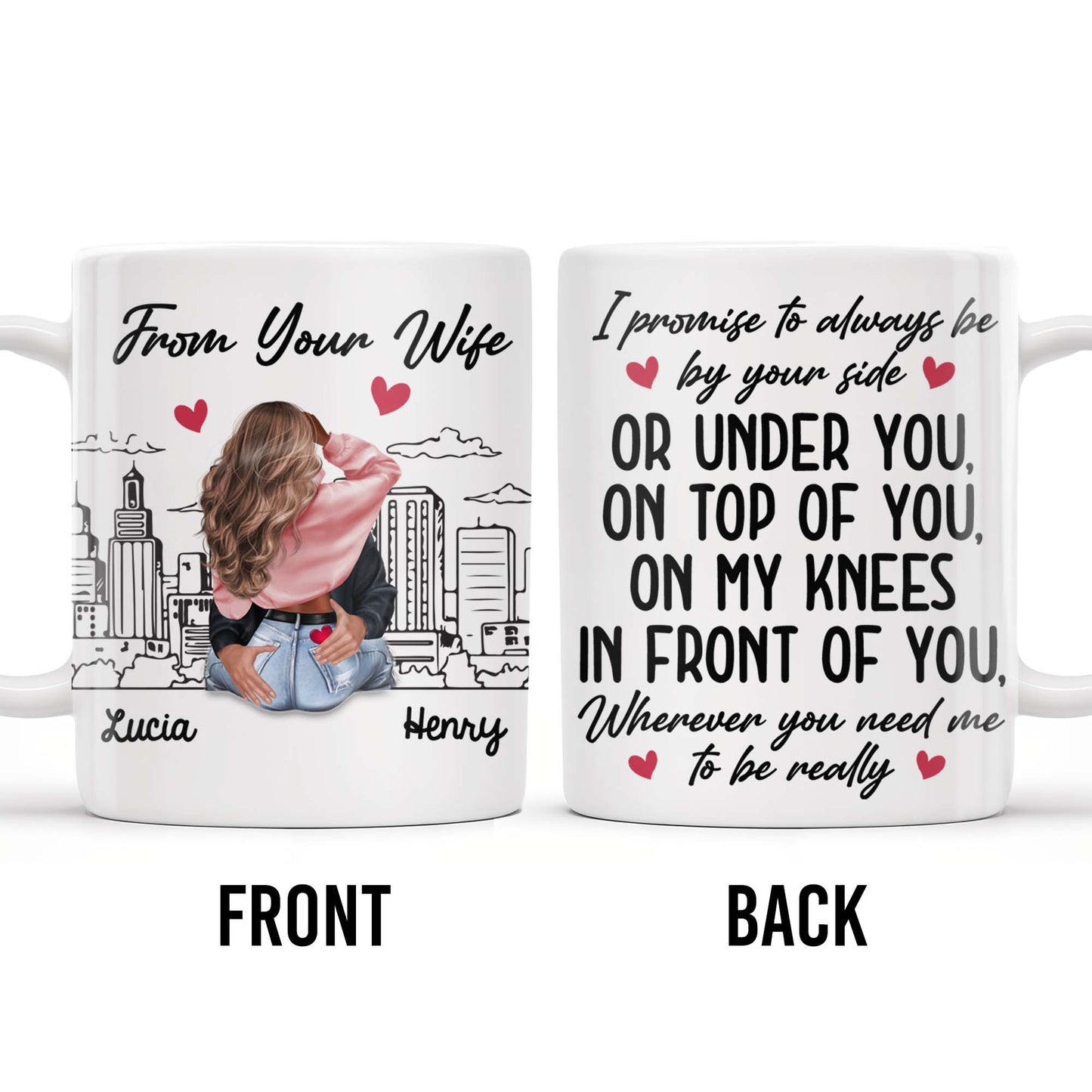 Romantic Commitment Message With Couple And Cityscape - Personalized Custom Coffee Mug - CPL293_MG