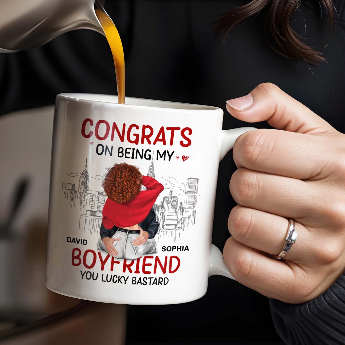 Congrats On Being My Love Cityscape Design - Personalized Custom Coffee Mug - CPL302_MG