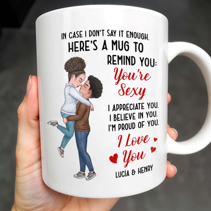 Romantic Couple Hugging Reminder I Love You Mug - Personalized Custom Coffee Mug - CPL312_MG