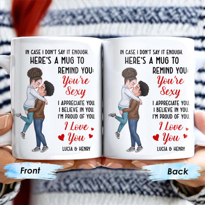 Romantic Couple Hugging Reminder I Love You Mug - Personalized Custom Coffee Mug - CPL312_MG