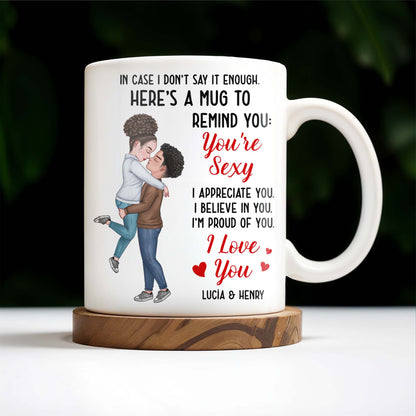 Romantic Couple Hugging Reminder I Love You Mug - Personalized Custom Coffee Mug - CPL312_MG