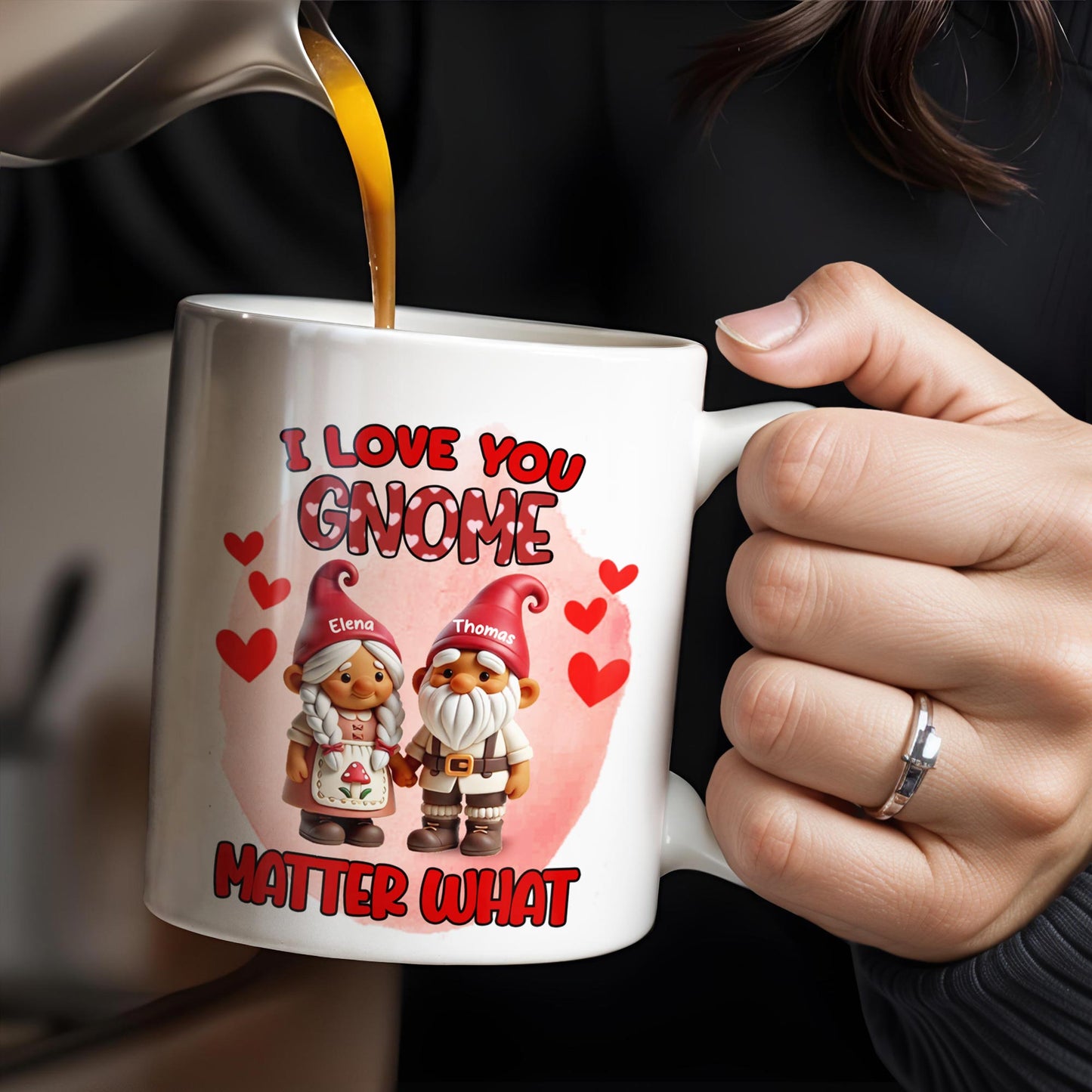 I Love You Gnome Matter What Cute Couple Gnomes - Personalized Custom Coffee Mug - CPL322_MG