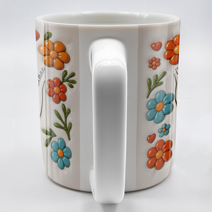 To Mom, Love Grows Here, Hands, Heart and Flowers - Personalized Custom Coffee Mug - CPL377_MG