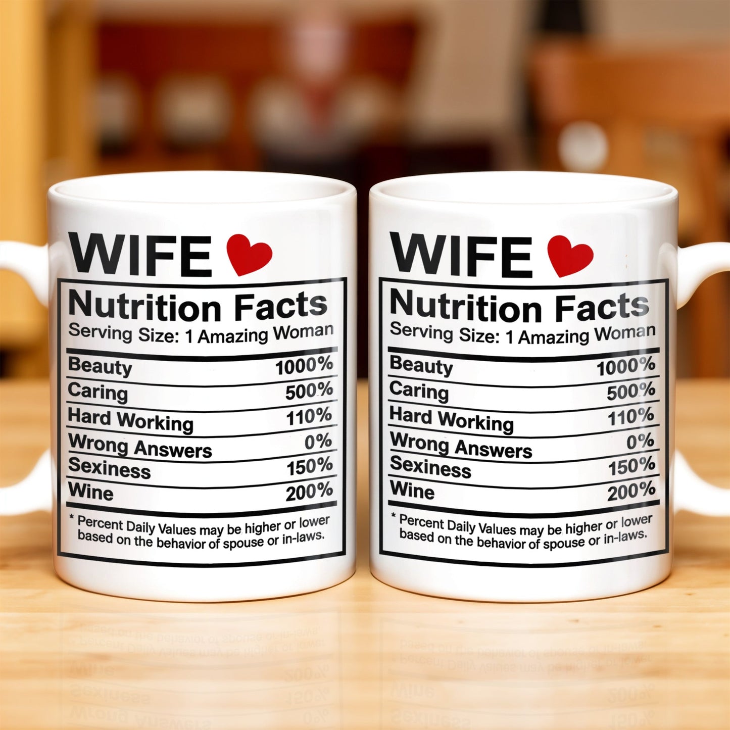 Wife Nutrition Facts Serving Size: 1 Amazing Woman, Nutrition Facts Label - Personalized Custom Coffee Mug - CPL378_MG