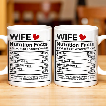 Wife Nutrition Facts Serving Size: 1 Amazing Woman, Nutrition Facts Label - Personalized Custom Coffee Mug - CPL378_MG