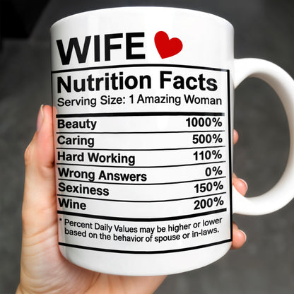 Wife Nutrition Facts Serving Size: 1 Amazing Woman, Nutrition Facts Label - Personalized Custom Coffee Mug - CPL378_MG