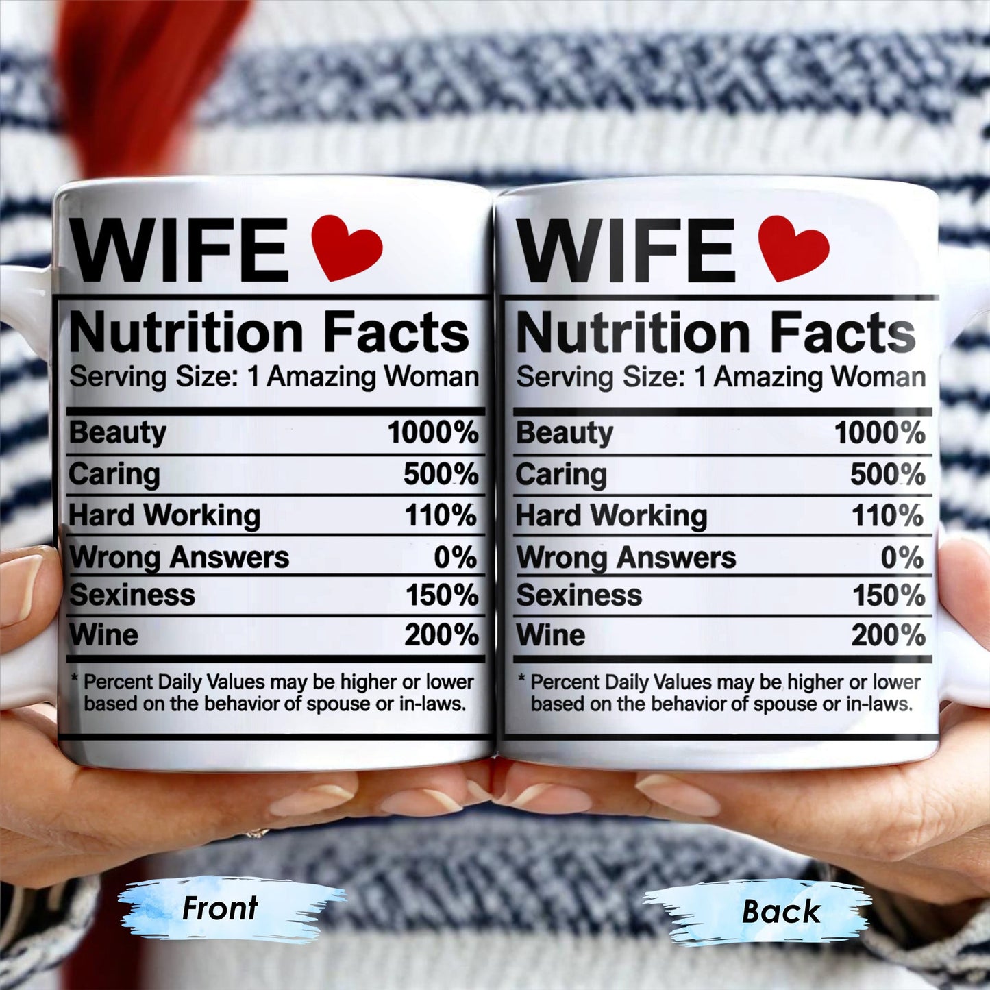 Wife Nutrition Facts Serving Size: 1 Amazing Woman, Nutrition Facts Label - Personalized Custom Coffee Mug - CPL378_MG