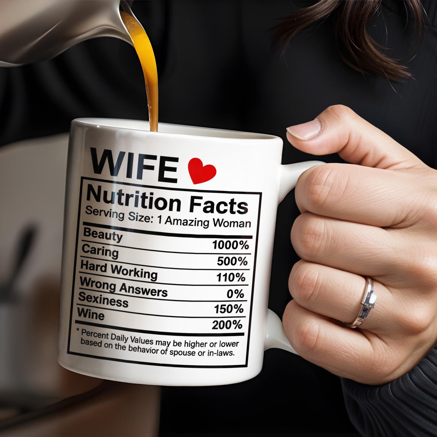 Wife Nutrition Facts Serving Size: 1 Amazing Woman, Nutrition Facts Label - Personalized Custom Coffee Mug - CPL378_MG