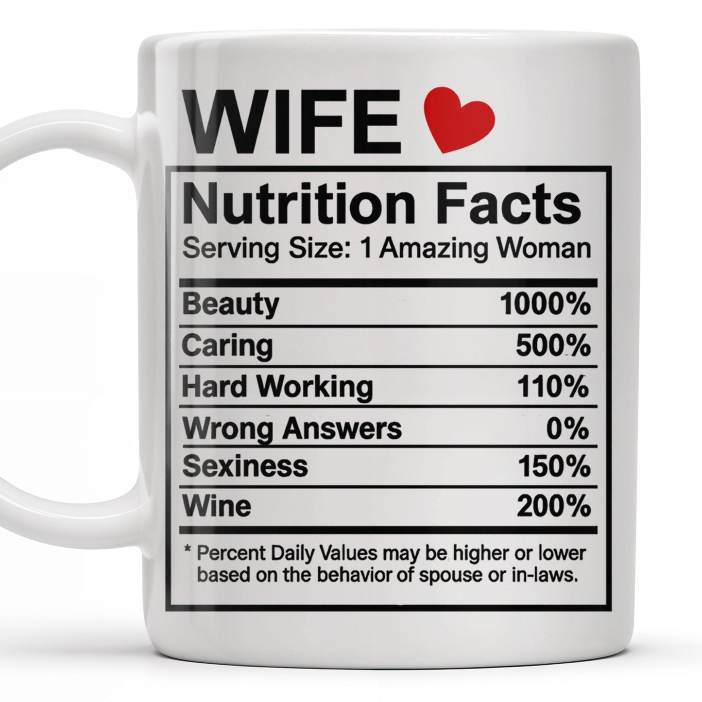 Wife Nutrition Facts Serving Size: 1 Amazing Woman, Nutrition Facts Label - Personalized Custom Coffee Mug - CPL378_MG