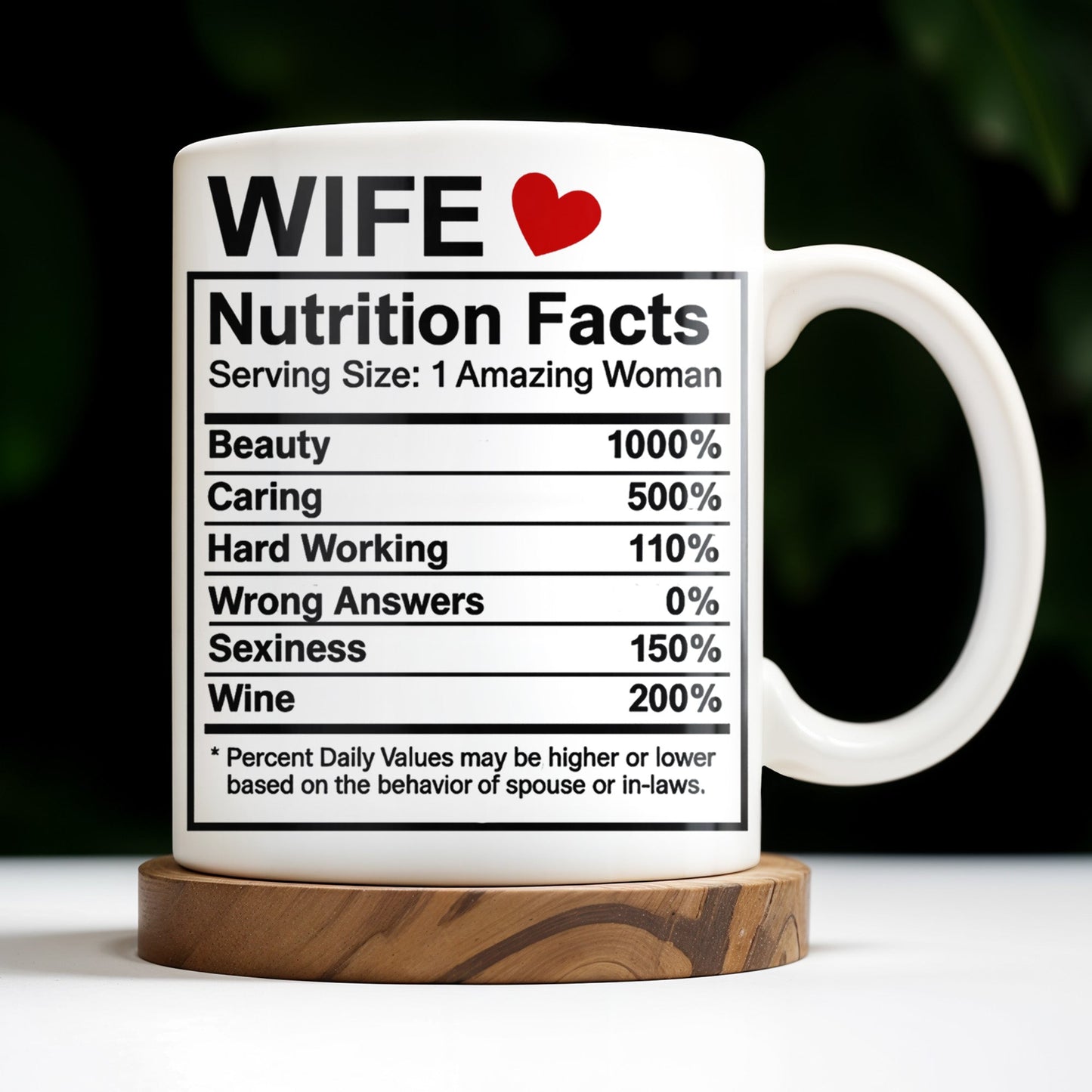 Wife Nutrition Facts Serving Size: 1 Amazing Woman, Nutrition Facts Label - Personalized Custom Coffee Mug - CPL378_MG