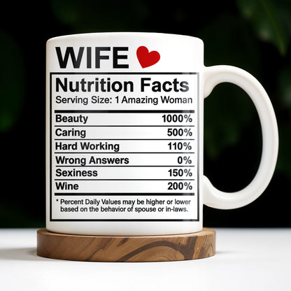 Wife Nutrition Facts Serving Size: 1 Amazing Woman, Nutrition Facts Label - Personalized Custom Coffee Mug - CPL378_MG