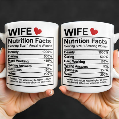 Wife Nutrition Facts Serving Size: 1 Amazing Woman, Nutrition Facts Label - Personalized Custom Coffee Mug - CPL378_MG
