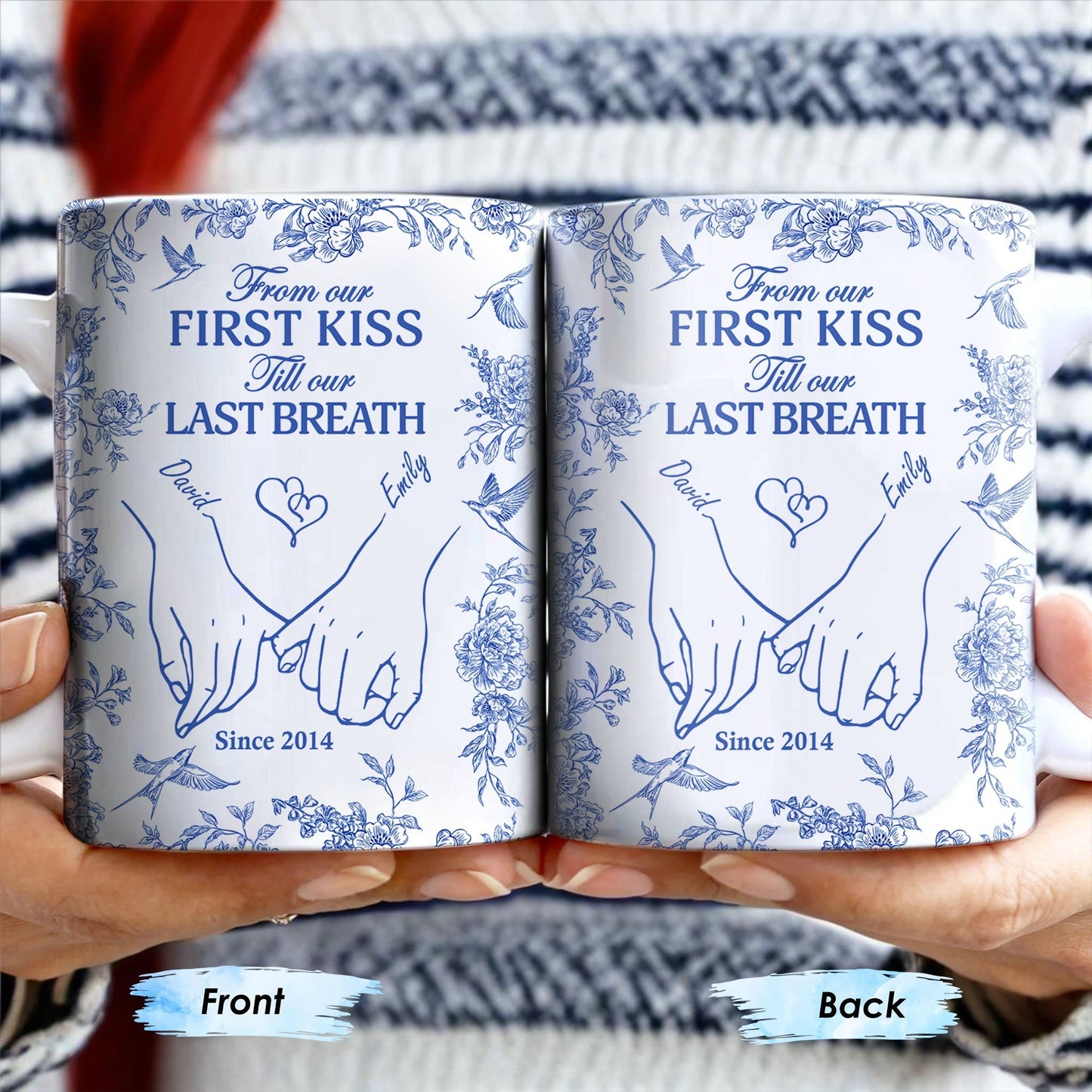 From Our First Kiss Till Our Last Breath, Holding Hands - Personalized Custom Coffee Mug - CPL395_MG