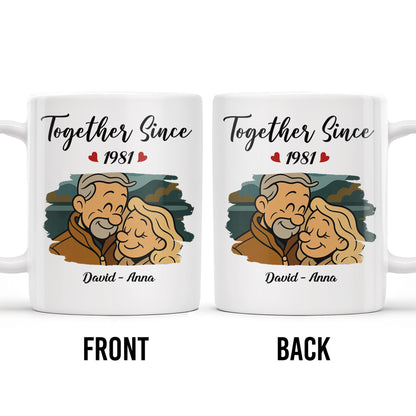 Together Since With Couple And Hearts Design - Personalized Custom Coffee Mug - CPL403_MG