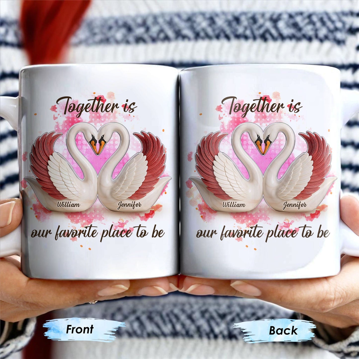Together Is Our Favorite Place To Be, Swans and Hearts - Personalized Custom Coffee Mug - CPL411_MG