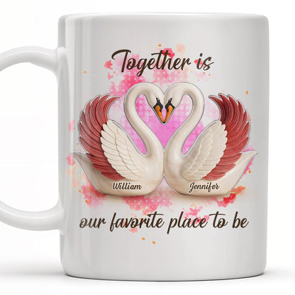 Together Is Our Favorite Place To Be, Swans and Hearts - Personalized Custom Coffee Mug - CPL411_MG