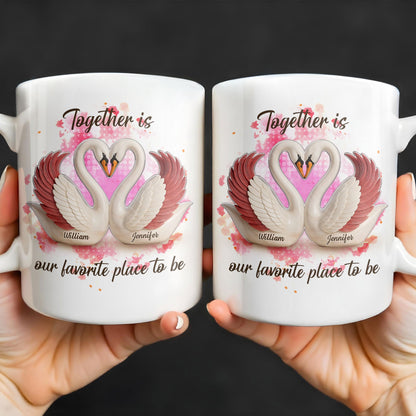 Together Is Our Favorite Place To Be, Swans and Hearts - Personalized Custom Coffee Mug - CPL411_MG