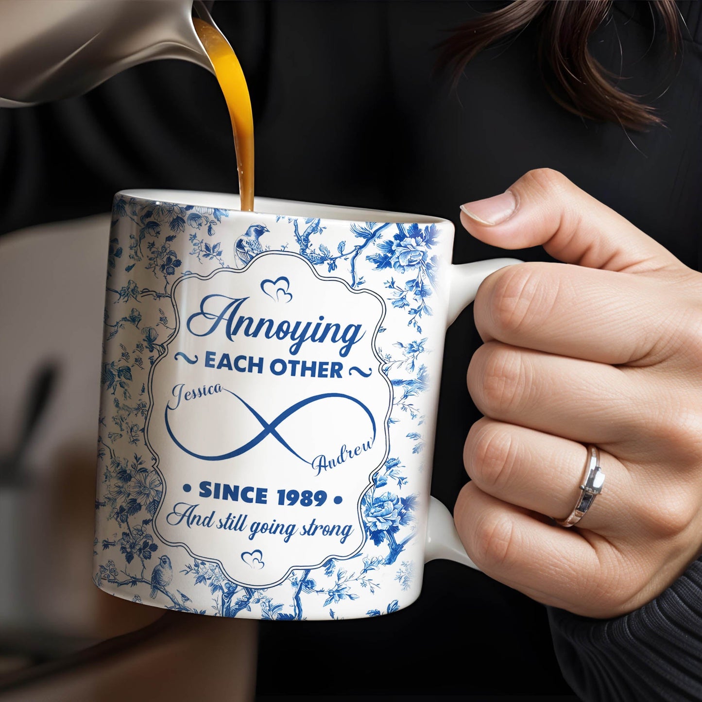 Annoying Each Other Since, Flowers and Birds Design - Personalized Custom Coffee Mug - CPL412_MG
