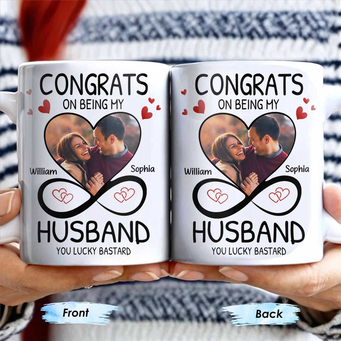 Congrats On Being My Husband With Hearts And Infinite Loop Design - Personalized Custom Coffee Mug - CPL437_MG