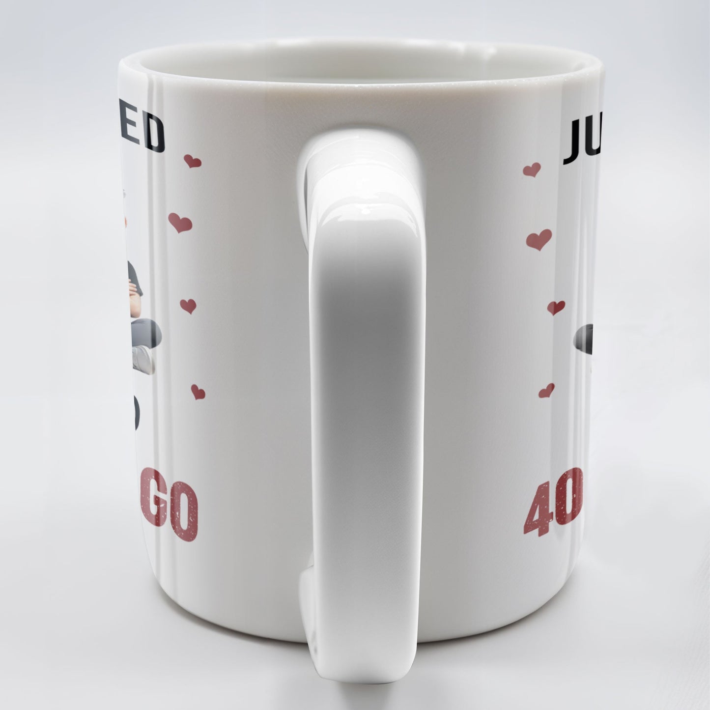 Just Married Cartoon Couple With Hearts - Personalized Custom Coffee Mug - CPL445_MG