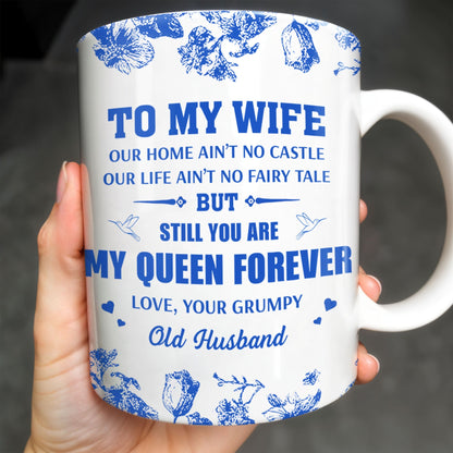 To My Wife You Are My Queen Forever Hearts and Birds Design - Personalized Custom Coffee Mug - CPL513_MG