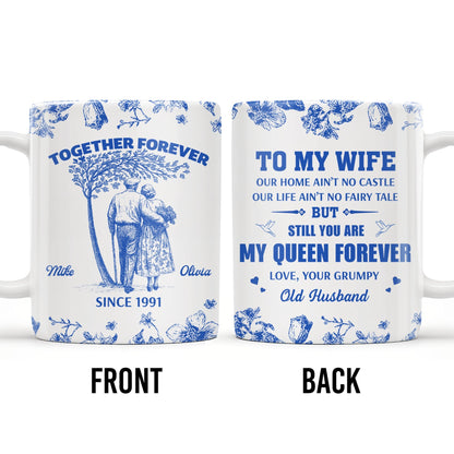 To My Wife You Are My Queen Forever Hearts and Birds Design - Personalized Custom Coffee Mug - CPL513_MG