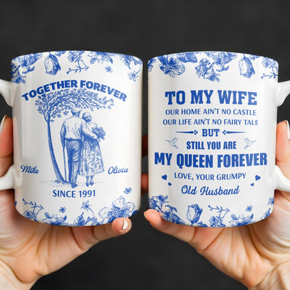 To My Wife You Are My Queen Forever Hearts and Birds Design - Personalized Custom Coffee Mug - CPL513_MG