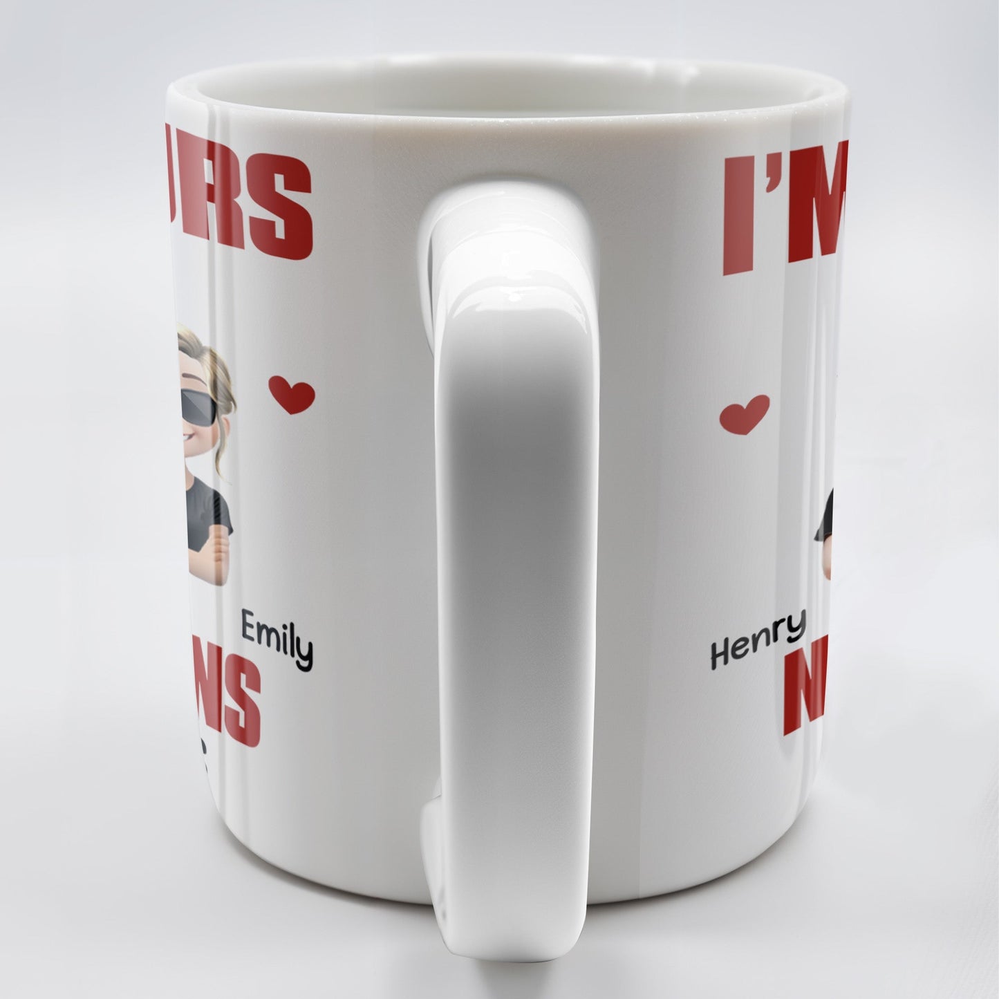 I'm Yours No Returns Or Refunds, Cartoon Couple With Hearts - Personalized Custom Coffee Mug - CPL548_MG