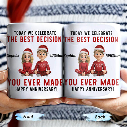 Celebrate The Best Decision, Happy Anniversary With Santa Hats - Personalized Custom Coffee Mug - CPL660_MG