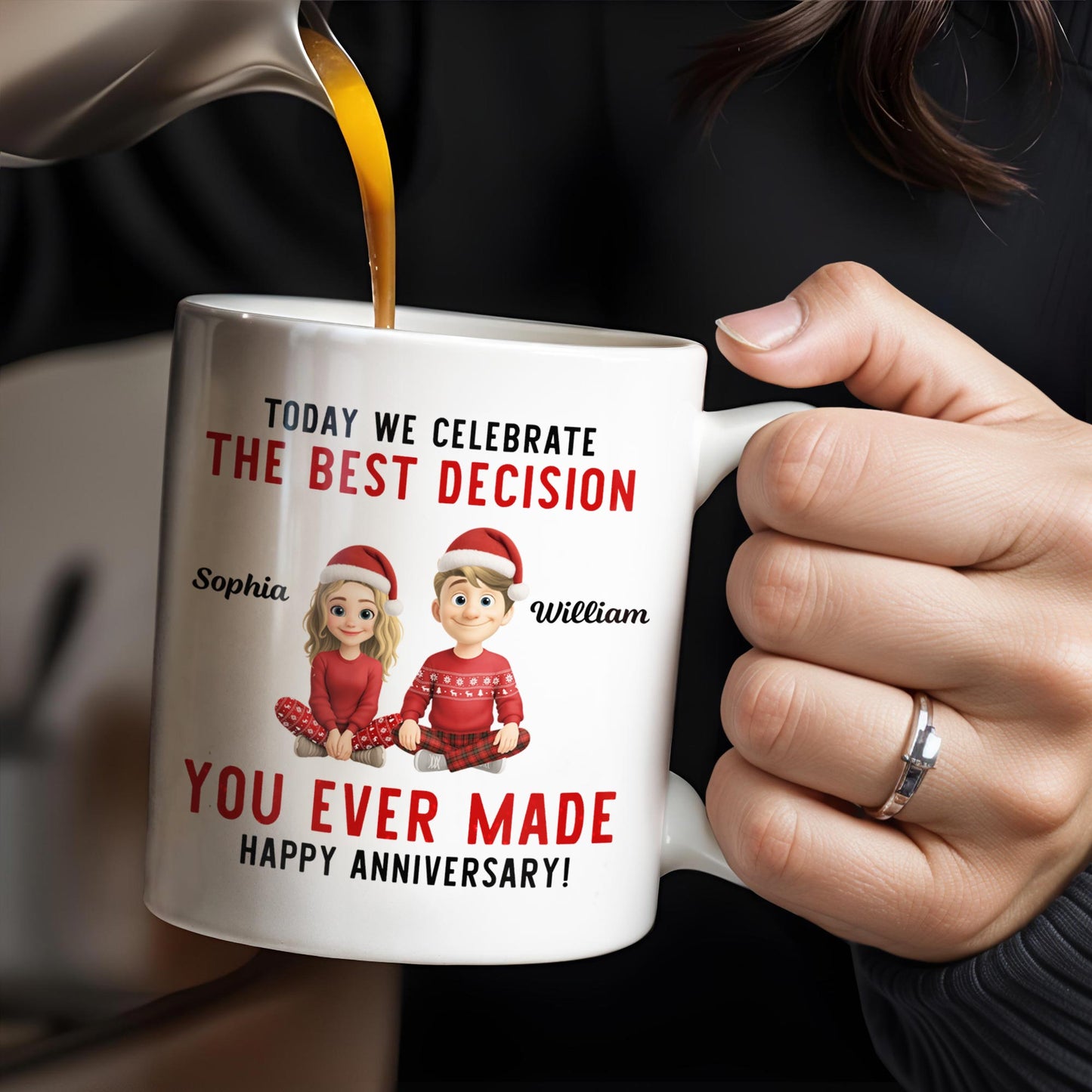 Celebrate The Best Decision, Happy Anniversary With Santa Hats - Personalized Custom Coffee Mug - CPL660_MG