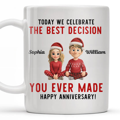Celebrate The Best Decision, Happy Anniversary With Santa Hats - Personalized Custom Coffee Mug - CPL660_MG