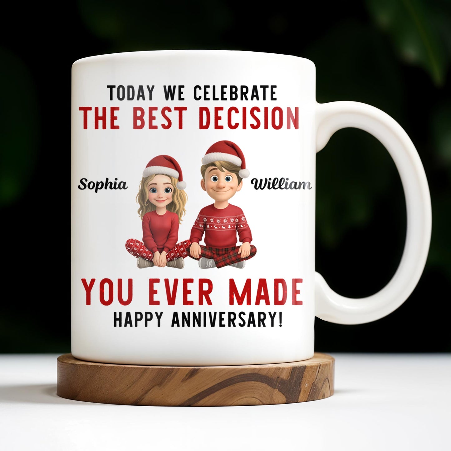 Celebrate The Best Decision, Happy Anniversary With Santa Hats - Personalized Custom Coffee Mug - CPL660_MG