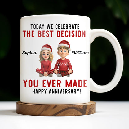 Celebrate The Best Decision, Happy Anniversary With Santa Hats - Personalized Custom Coffee Mug - CPL660_MG